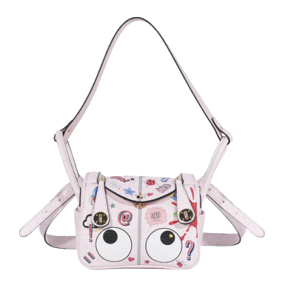 Stilvolle Marke 2271 rosa Straußenmuster und Denim Tuch blaue Farbe Schulter Reißverschluss Tasche Tragetasche für Frauen