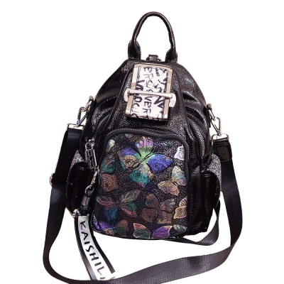 1157-22 Rindsleder Rucksack Weiblichen Schmetterling Mode Rucksack Große Kapazität Reisetasche Persönlichkeit Helle Leder Weiblichen Beutel