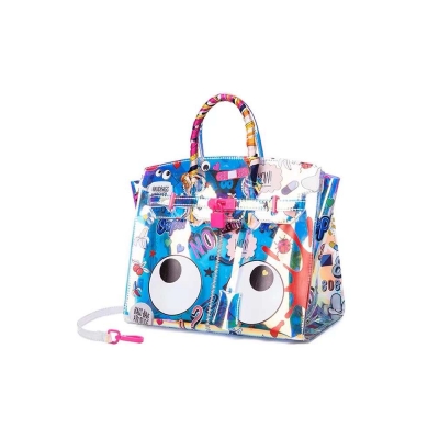 Große Größe Kleine Größe Stilvolle Marke #1831 #1985 Gelee PVC+PU bunte Konzert transparent Handtasche Frauen Auge Thema niedlich Tragetasche für Frauen