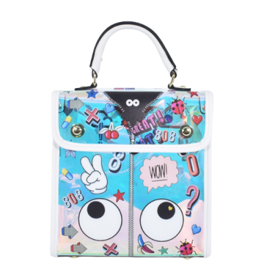 Doppelte Verwendung High End 2 STÜCKE SET #2360 Handtaschen Kleiner Rucksack Big Eye Printed Umhängetasche EYE THEME Hologram Sling Bag