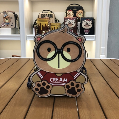 C1048-6 CREME BÄR Tasche Puppe Cartoon niedliche Mode Multifunktions-Schulter-Kurier-Rucksack