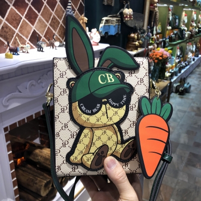 C1246-2 Creme Bär Cartoon Nette Handy Tasche Mode Lässig Eine Schulter Umhängetasche Sommer Mini Kleine Tasche für Frauen