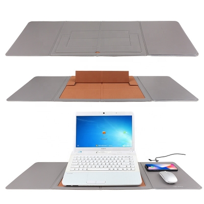 Computer Mauspad Pu Leder Easy Fold Fast Wireless Ladegerät Tisch Schreibtisch Mauspads