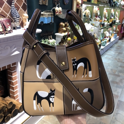 M1441-2 Sammao Vier Gitter Eimer Tasche Cartoon Katze Nette Mode Handtasche Casual Schulter Messenger Tasche Pendeln Tasche Für Weibliche
