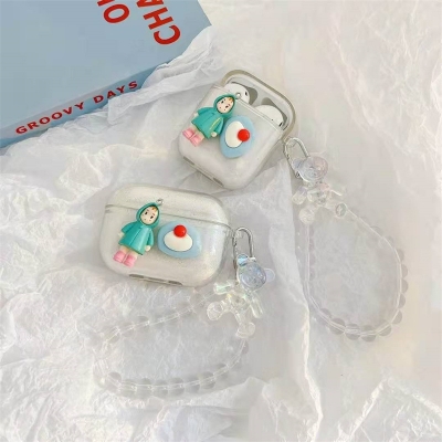 Transparentes Cover mit Cartoon Girl für Airpods Ohrhörer Case
